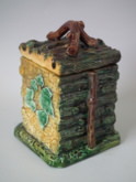 Majolica log pile box & cover