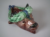 Thomas Sergent Majolica bulls head wall pocket
