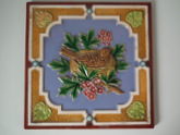 Minton Majolica bird in nest tile