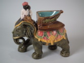 Minton Majolica Elephant with Mahout Salt