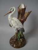 Massier Majolica Stork & Bamboo vase