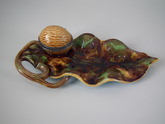 Brown Westhead Moore & Co Majolica inkwell with liner