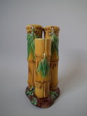 Minton Majolica bamboo triple spill vase