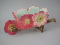 Delphin Massier Majolica flower wheelbarrow