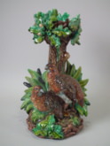 Lonitz Majolica partridge cache pot stand
