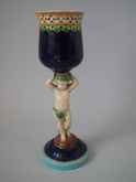 Minton Majolica Goblet with putti stem
