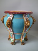 Large Minton Majolica lion mask jardinière