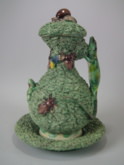 Mafra Majolica Palissy ewer with cover & stand