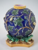 George Jones Majolica frog & insect vase
