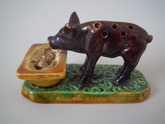 Elias Majolica Palissy pig and trough toothpick holder