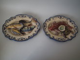 Pair Rare Landais Majolica Palissy fish platters