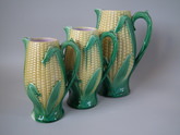 Set of 3 Majolica corn pitchers