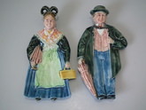 Pair Sarreguemines Majolica figural dishes