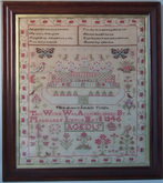 Antique Sampler, 1846 'Solomons Temple' Sampler by Margaret Iceton