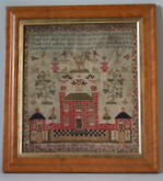 Antique Sampler, 1821 House Sampler by Mary Hassack