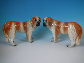 Pair Staffordshire St. Bernards with glass eyes