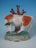 Sherratt Staffordshire Pearlware Cow & Serpent figure