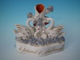 Dudson Staffordshire titled swan & cygnet spill vase