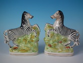 Pair Staffordshire zebra