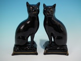 Pair Staffordshire Jackfield cats