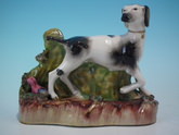 Staffordshire pointer & bird figure