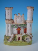 Staffordshire castle with clock tower spill vase