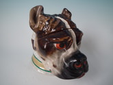 Rare Staffordshire American pit bull terrier tobacco jar & cover
