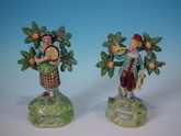 Pair Walton Staffordshire Pearlware musicians