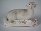 Large Staffordshire recumbent ram figure