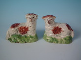 Small Pair Staffordshire Pearlware ram & ewe figures