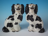 Small Pair No.5 Staffordshire black & white spaniels