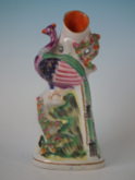 Staffordshire peacock spill vase