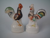Mini Pair Staffordshire hen & cockerel figures