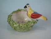 Miniature Staffordshire bird nest with eggs
