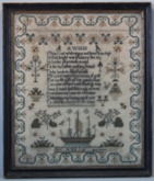 Antique Ship Sampler, 1832, stitched by Jane Cormick