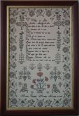 Antique Sampler, 1845 by Mary Cuming Moalle. 'What is Life'