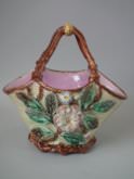 Majolica basket with flower encrusted decoration