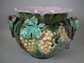 Majolica Jardiniere with a Bird on a Grape vine
