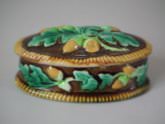 George Jones Majolica acorn match box & cover