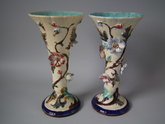 Pair Rorstrand Majolica floral vases
