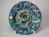 Small French Majolica Palissy snake plate
