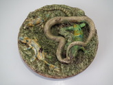 Majolica Palissy lizard, snake & salamander plate