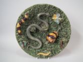 F. Gomes D'Avellar Majolica Palissy snake and snail plate