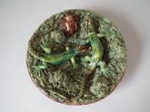 Majolica Palissy ware Lizards & beetle plate