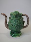 Palissy Majolica cabbage & snake teapot with cover