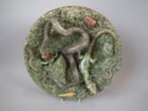 Large Mafra Majolica Pailssy snake & lizard wall plate