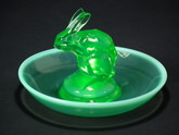 René Lalique Green opalescent Glass 'Lapin ( Rabbit)' Cendrier ashtray