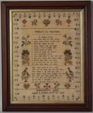 1839 Sampler with 'What is truth?' verse, by Harriet Lee