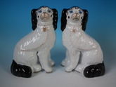 Pair Staffordshire Disraeli blue eyed spaniels
