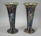 Pair Wedgwood Fairyland Lustre 'Butterfly Women' trumpet vases